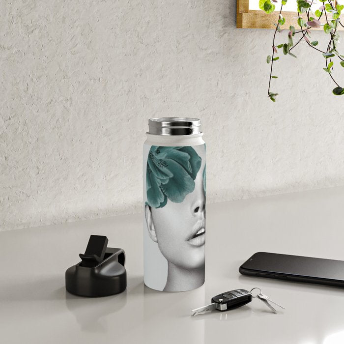 Floral Portrait (woman) Water Bottle Gallery Image 5