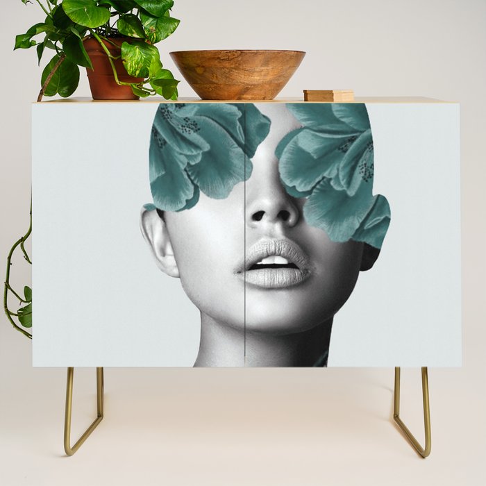 Floral Portrait (woman) Credenza Gallery Image 1