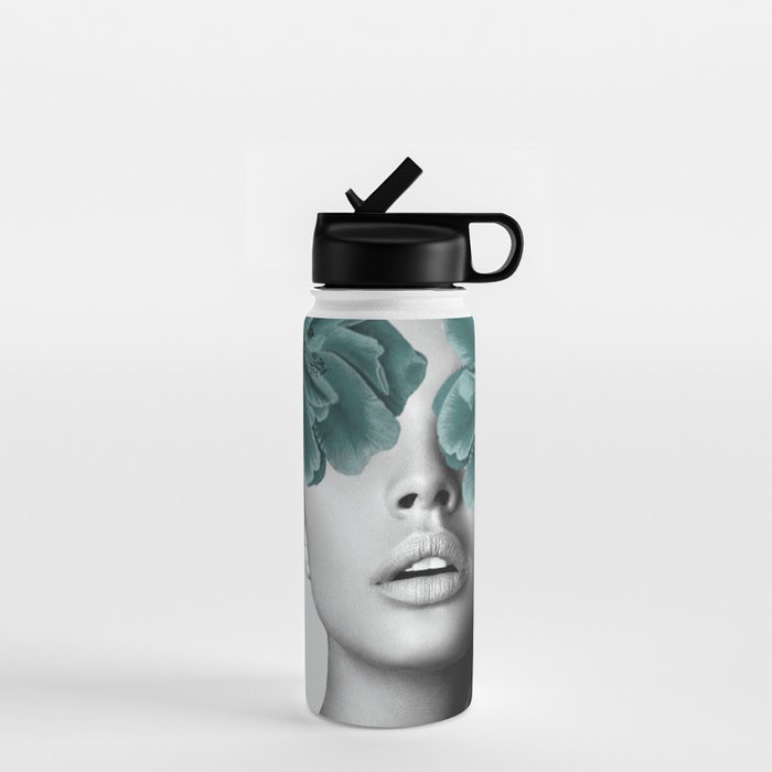 Floral Portrait (woman) Water Bottle Gallery Image 1