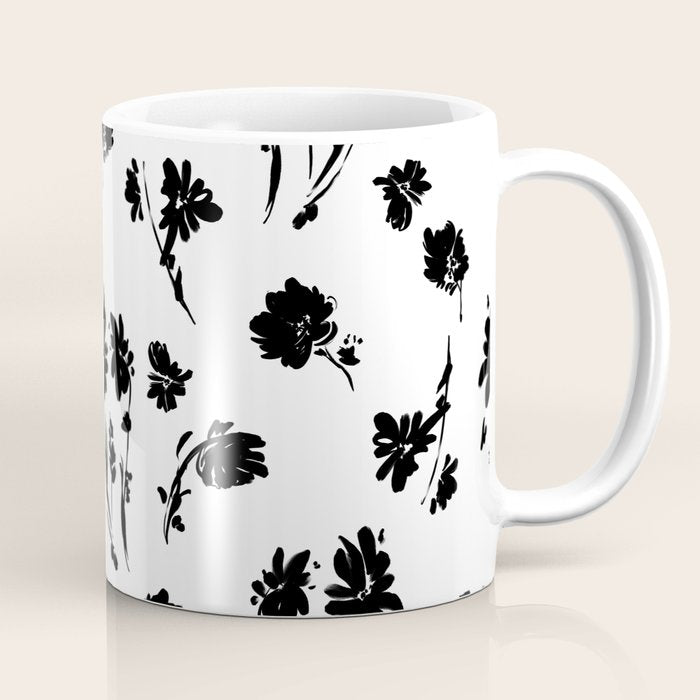 Brushstrokes meadow flowers BN Coffee Mug Gallery Image 1