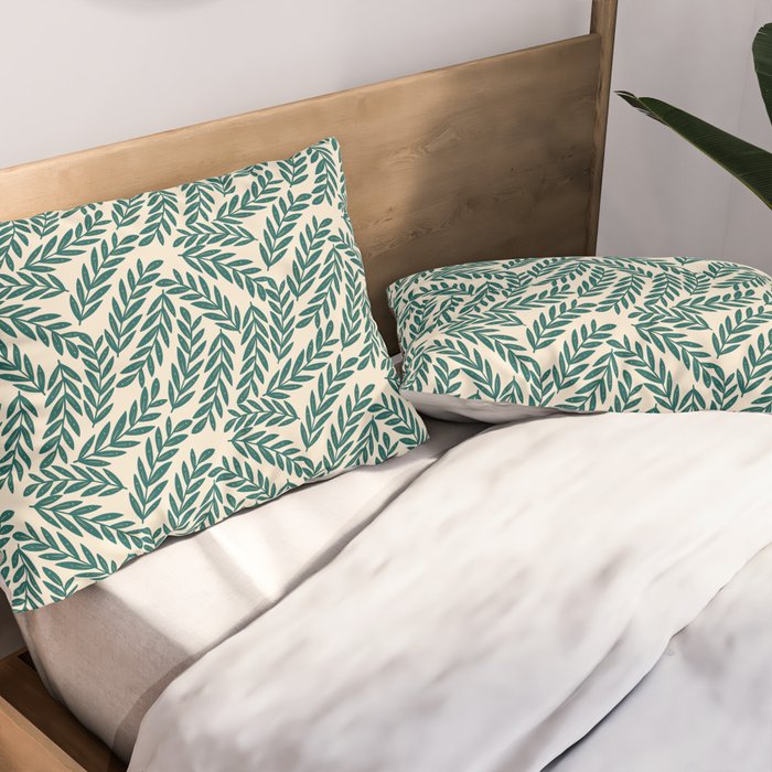 Green Leaves Pattern  Pillow Sham Gallery Image 2