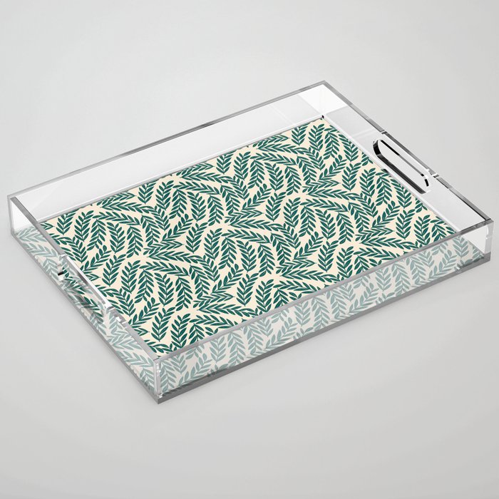 Green Leaves Pattern  Acrylic Tray Gallery Image 1