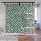 Green Leaves Pattern  Wall Mural Gallery Image 1