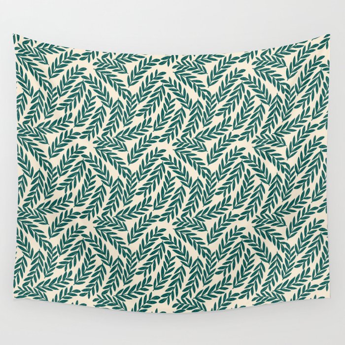 Green Leaves Pattern  Wall Tapestry Gallery Image 4