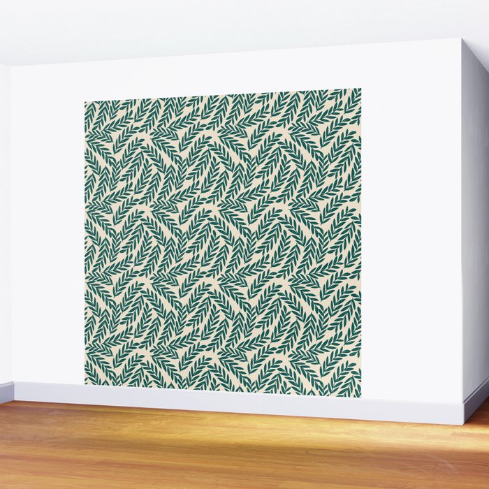 Green Leaves Pattern  Wall Mural Gallery Image 2