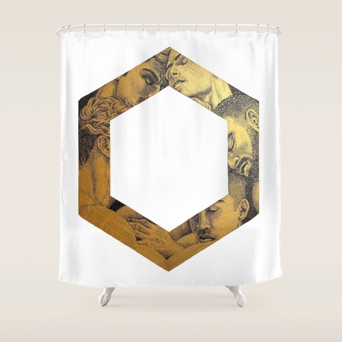 Hexed Enigma NOODDOOD Painting (GOLD DOESN'T PRINT SHINY) Shower Curtain Gallery Image 1