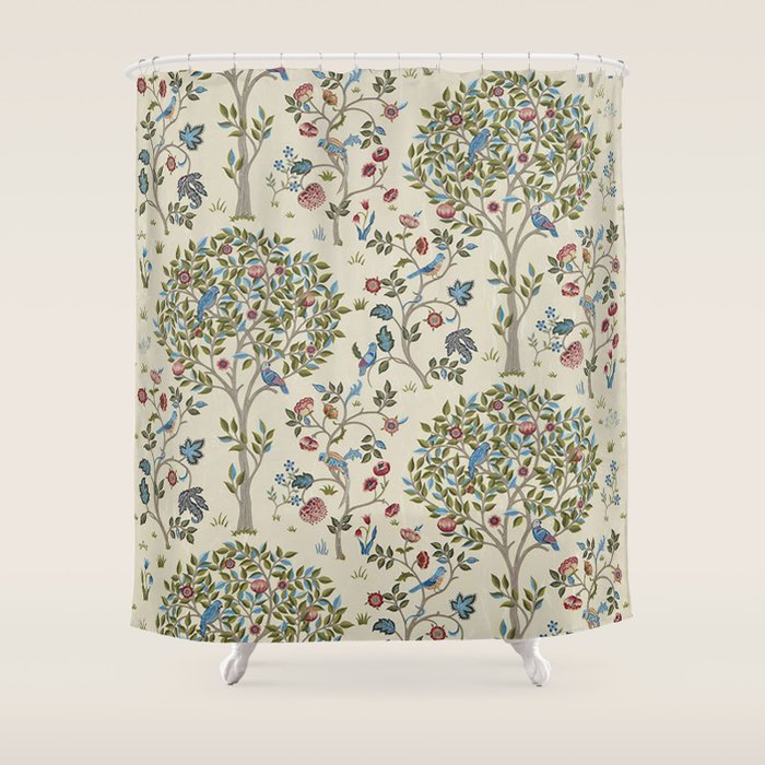 William Morris Vintage Kelmscott Tree Orchard Shower Curtain Gallery Image 1