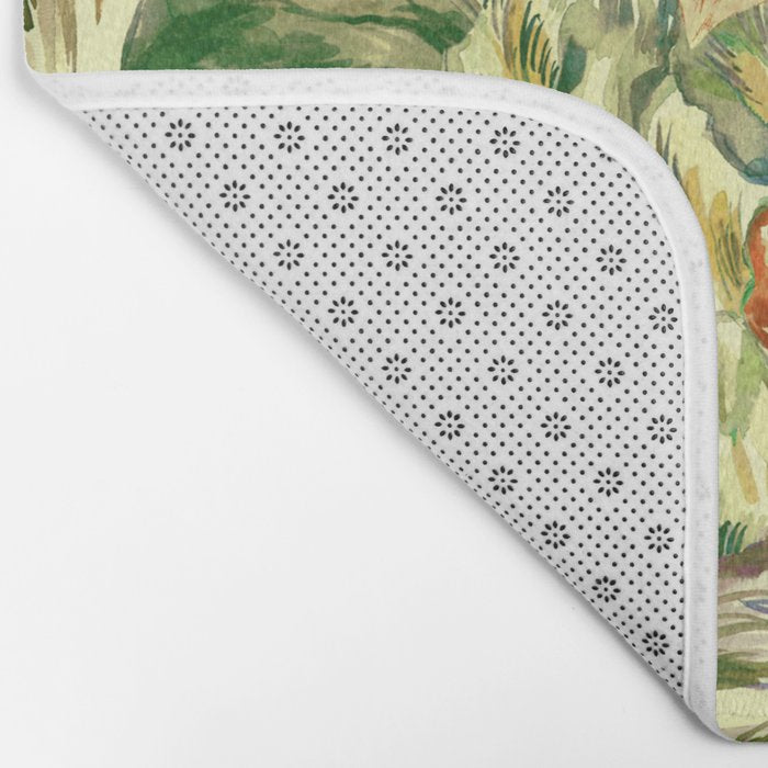 Watercolor Golden Bloom Bath Mat Gallery Image 2