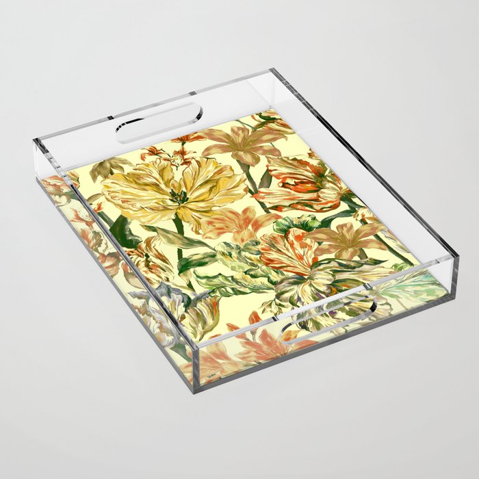 Watercolor Golden Bloom Acrylic Tray Gallery Image 1