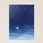 blue ocean waves, sailboat ocean stars Stationery Card Gallery Image 2