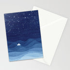 blue ocean waves, sailboat ocean stars Stationery Card Gallery Image 2