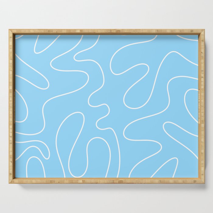 Light Blue Squiggle Abstract Pattern Serving Tray Gallery Image 1