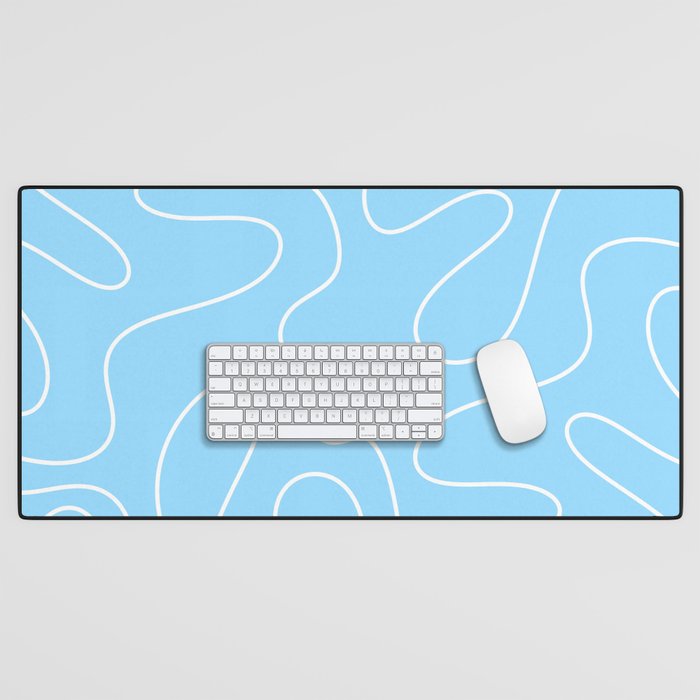 Light Blue Squiggle Abstract Pattern Desk Mat Gallery Image 1