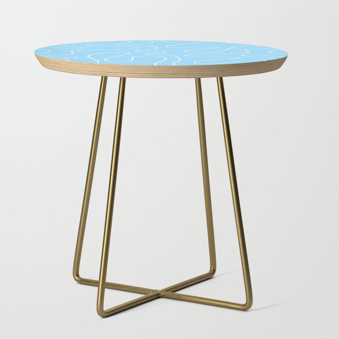 Light Blue Squiggle Abstract Pattern Side Table Gallery Image 1