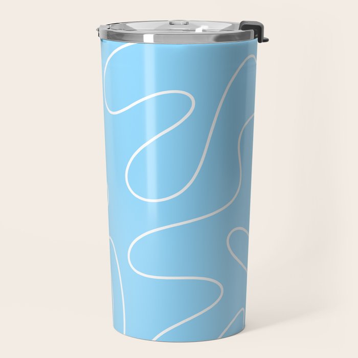 Light Blue Squiggle Abstract Pattern Travel Mug Gallery Image 2