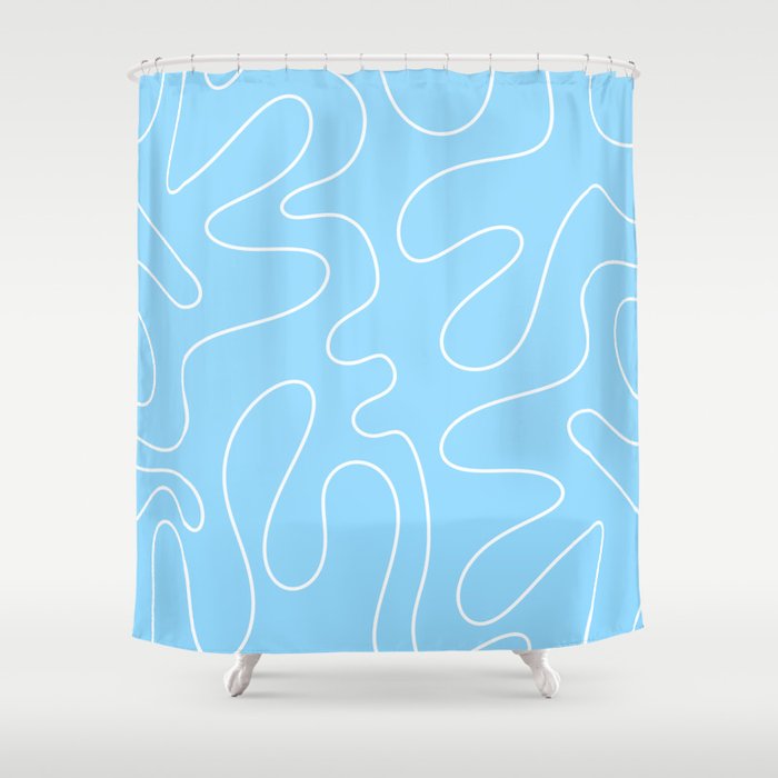 Light Blue Squiggle Abstract Pattern Shower Curtain Gallery Image 1