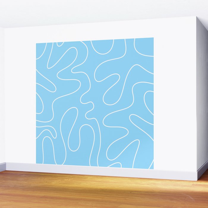 Light Blue Squiggle Abstract Pattern Wall Mural Gallery Image 2