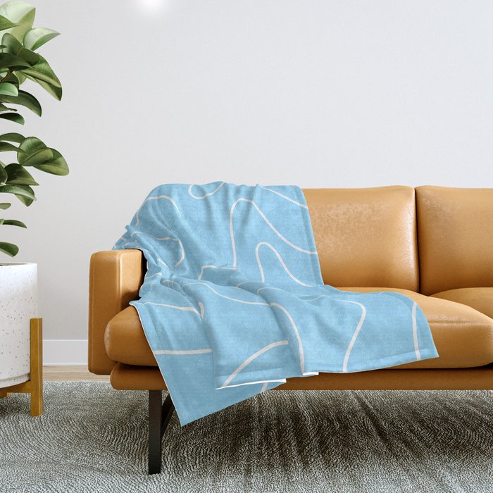 Light Blue Squiggle Abstract Pattern Throw Blanket Gallery Image 1