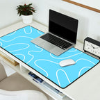 Light Blue Squiggle Abstract Pattern Desk Mat Gallery Image 2