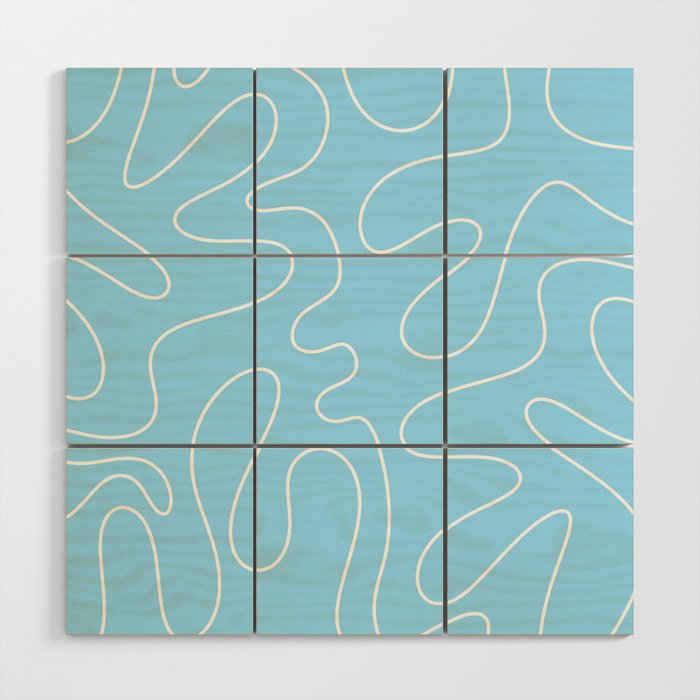 Light Blue Squiggle Abstract Pattern Wood Wall Art Gallery Image 1