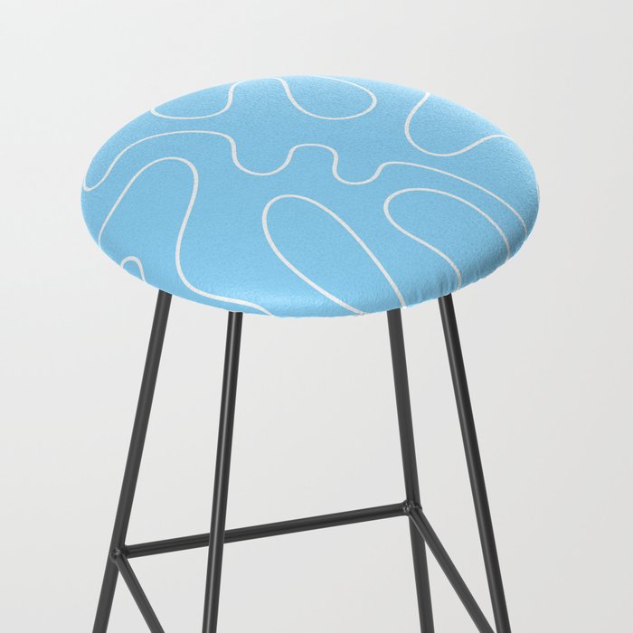 Light Blue Squiggle Abstract Pattern Stool Gallery Image 2