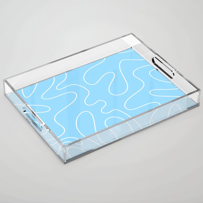 Light Blue Squiggle Abstract Pattern Acrylic Tray Gallery Image 1