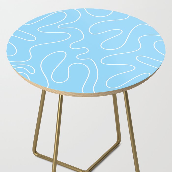 Light Blue Squiggle Abstract Pattern Side Table Gallery Image 2
