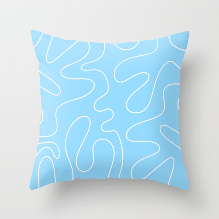 Light Blue Squiggle Abstract Pattern Throw Pillow Gallery Image 6