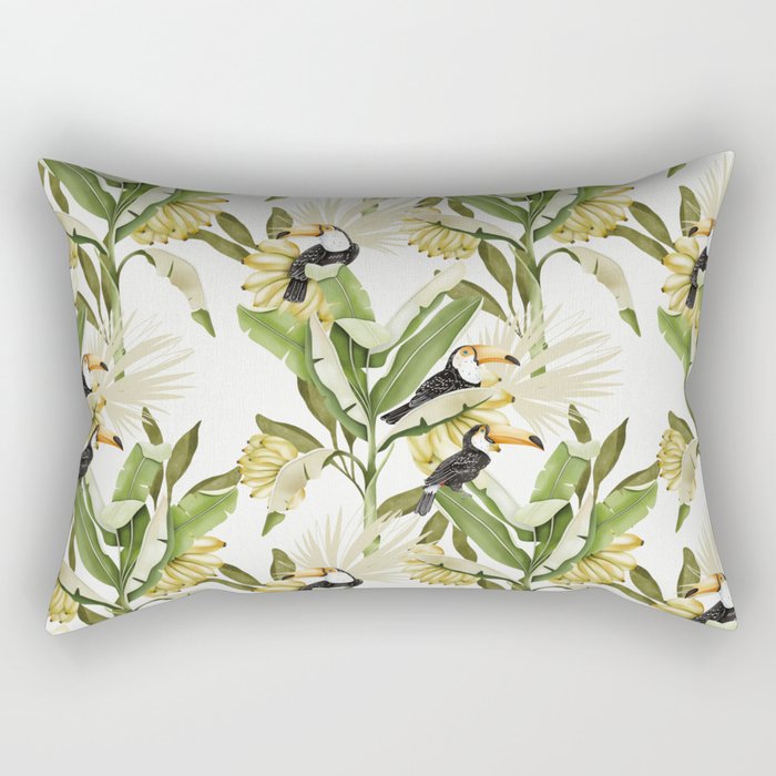 Toucans in Banana Plantation N Rectangular Pillow Gallery Image 1