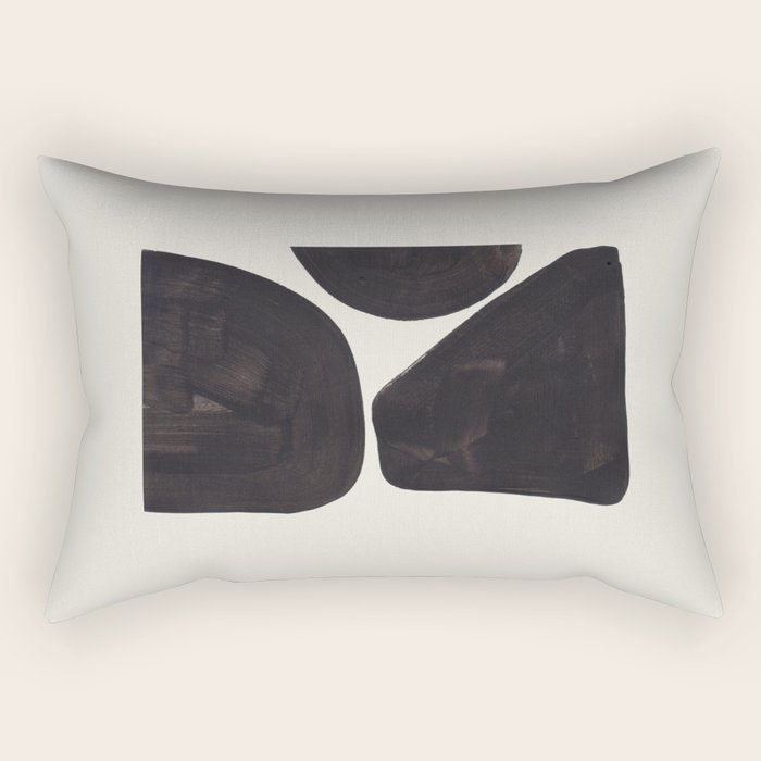 Black & White Minimalist Abstract Shapes Patterns Black Ink Painting Rectangular Pillow Gallery Image 2