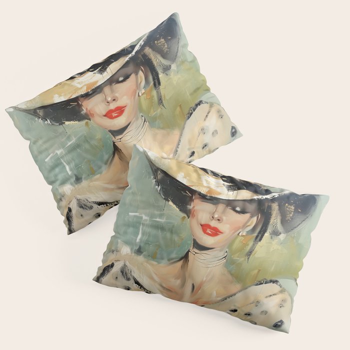 Elegant Lady in Wide Hat Pillow Sham Gallery Image 3