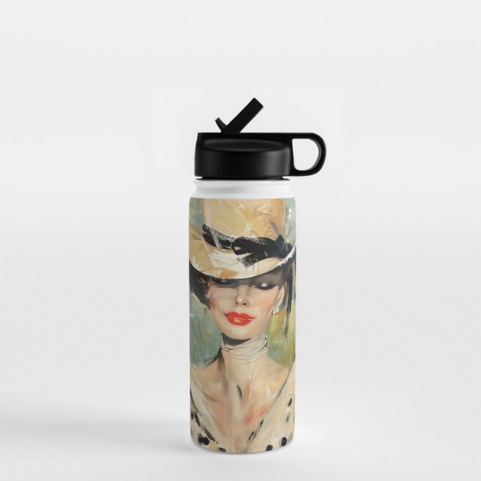 Elegant Lady in Wide Hat Water Bottle Gallery Image 1