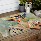 Elegant Lady in Wide Hat Outdoor Rug Gallery Image 2
