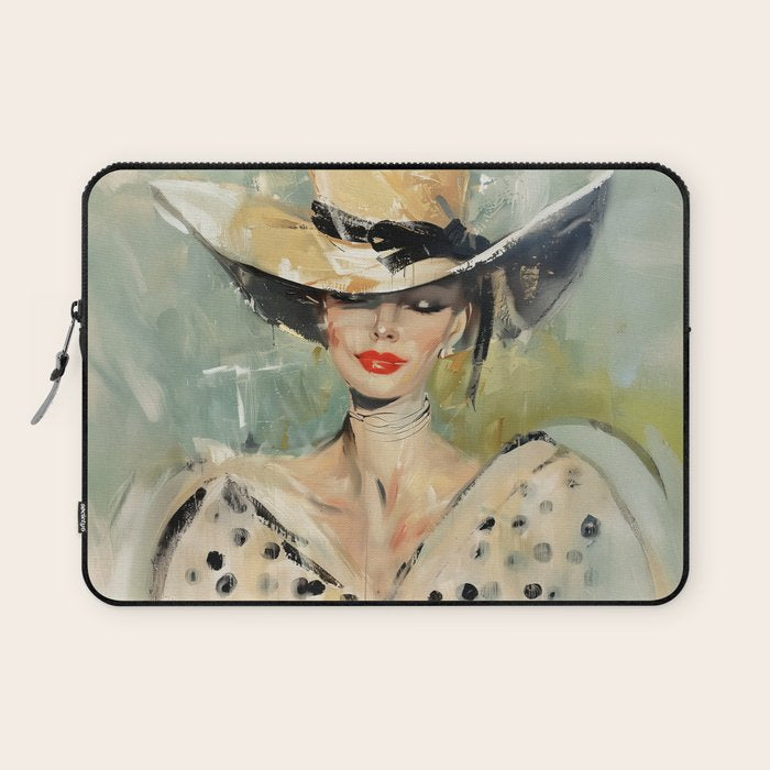 Elegant Lady in Wide Hat Laptop Sleeve Gallery Image 1