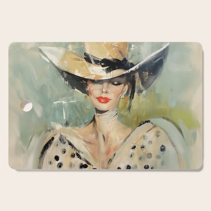 Elegant Lady in Wide Hat Cutting Board Gallery Image 1