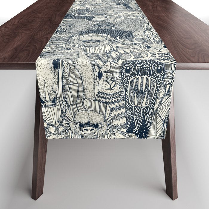 cryptid crowd indigo pearl Table Runner Gallery Image 1
