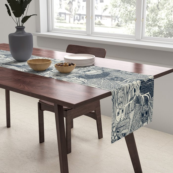 cryptid crowd indigo pearl Table Runner Gallery Image 2
