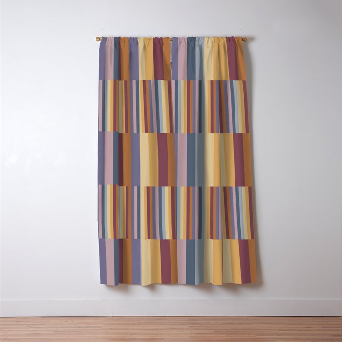 Mixed Stripes Pattern XIV Colorful Vintage Window Curtain Gallery Image 3