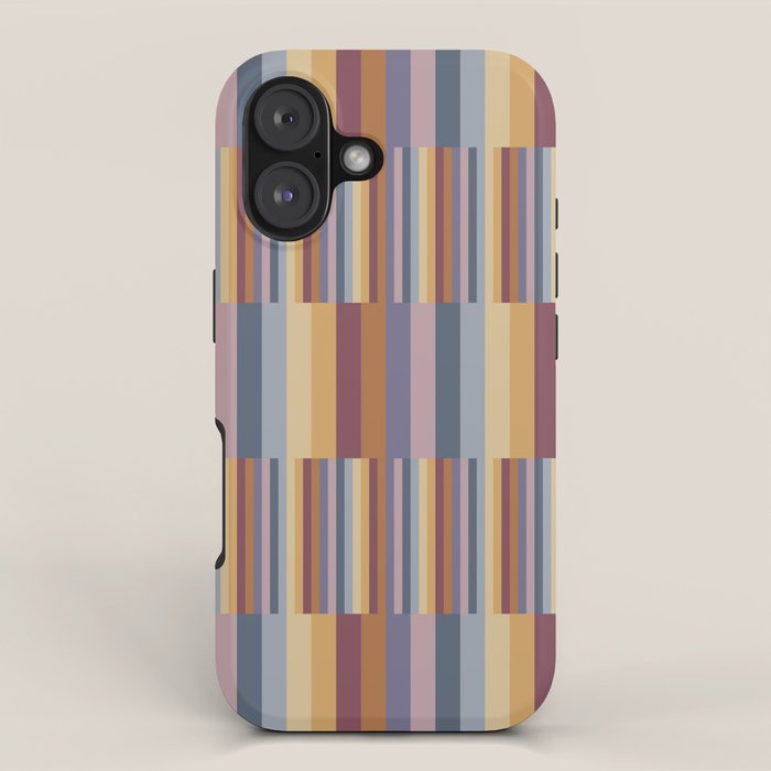 Mixed Stripes Pattern XIV Colorful Vintage iPhone Case Gallery Image 1