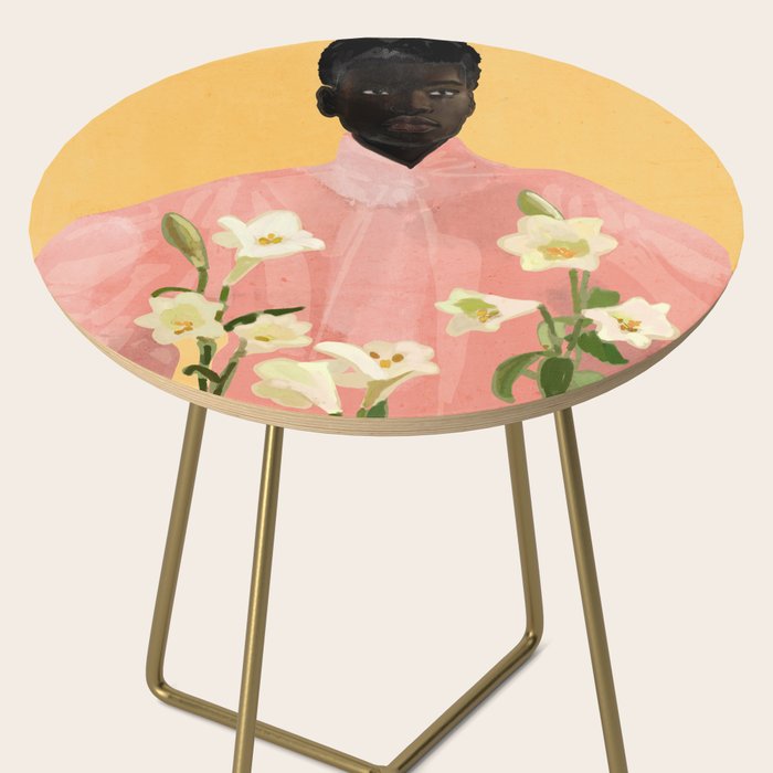 Girl Holding Flowers 2 Side Table Gallery Image 2