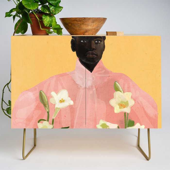 Girl Holding Flowers 2 Credenza Gallery Image 1