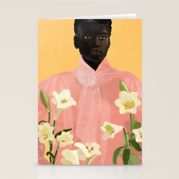 Girl Holding Flowers 2 Stationery Card Gallery Image 2