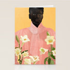 Girl Holding Flowers 2 Stationery Card Gallery Image 2