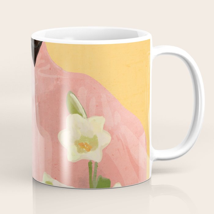Girl Holding Flowers 2 Coffee Mug Gallery Image 1