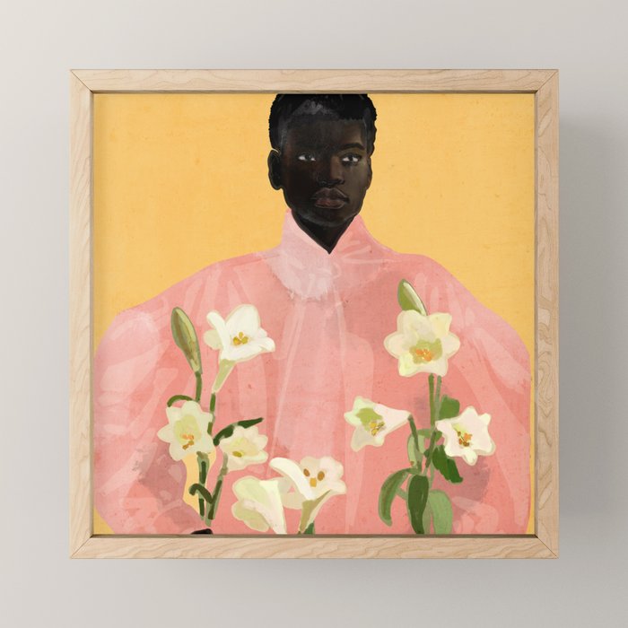 Girl Holding Flowers 2 Mini Art Print Gallery Image 1