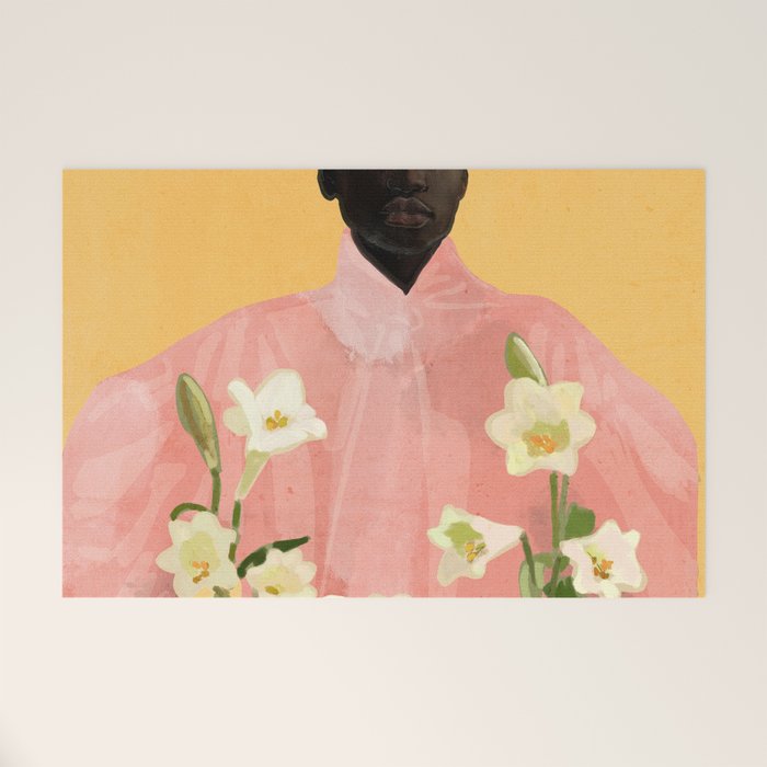 Girl Holding Flowers 2 Welcome Mat Gallery Image 1