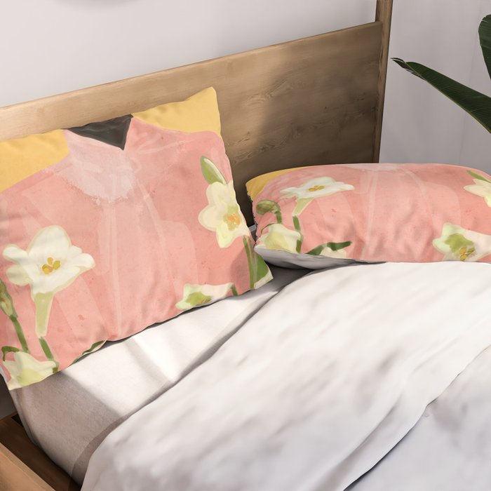 Girl Holding Flowers 2 Pillow Sham Gallery Image 2