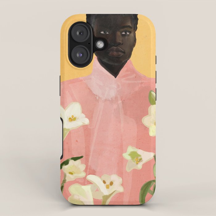 Girl Holding Flowers 2 iPhone Case Gallery Image 1