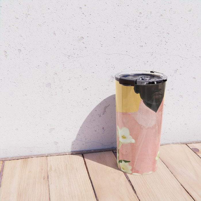Girl Holding Flowers 2 Travel Mug Gallery Image 4