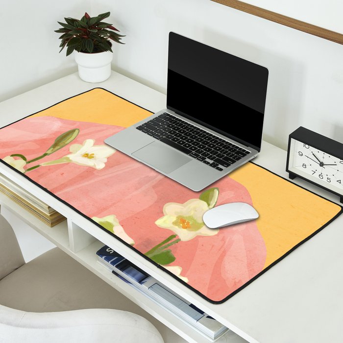 Girl Holding Flowers 2 Desk Mat Gallery Image 2